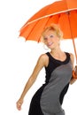 Woman with orange umbrella Royalty Free Stock Photo