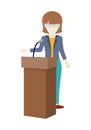 Woman Orator Speaking from Tribune. Royalty Free Stock Photo