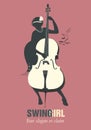 Woman Orchestra Silhouette playing double bass