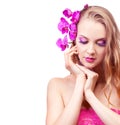 Woman with an orchid Royalty Free Stock Photo