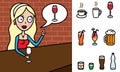 Woman ordering drink in bar changable icon