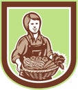 Woman Organic Farmer Farm Produce Harvest Retro