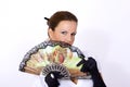 Woman with Oriental fan Royalty Free Stock Photo