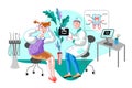 Woman in orthodontist office flat illustration