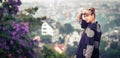 Woman overlooking the city view, Dalat, Vietnam