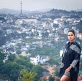 Woman overlooking the city view, Dalat, Vietnam