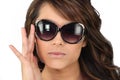 Woman in oversized sunglasses
