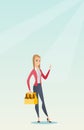 Woman with pack of beer vector illustration.