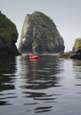 Woman on Packraft in Beautifull Place on Shikotan Island, Lesser Kuril Chain