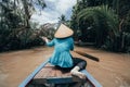 Woman Paddling boat in Mekong Delta, Vietnam Royalty Free Stock Photo
