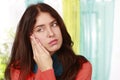 Woman with pain in the yaw Royalty Free Stock Photo