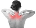 Woman with painful shoulder. Royalty Free Stock Photo