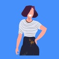 Woman painter in dark apron standing pose professional occupation concept happy female cartoon character portrait flat Royalty Free Stock Photo