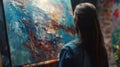 Woman painter paint an art work. Concept for world art day