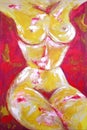 Woman Painting - Attitude - from Original Acrylic Painting - Red and Yellow Colors.