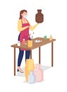 Woman painting clay vase flat color vector faceless character Royalty Free Stock Photo