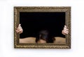 Woman in a painting frame Royalty Free Stock Photo