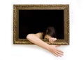 Woman in a painting frame Royalty Free Stock Photo