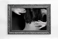 Woman in a painting frame Royalty Free Stock Photo