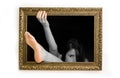 Woman in a painting frame Royalty Free Stock Photo