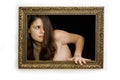 Woman in a painting frame Royalty Free Stock Photo