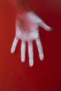 Woman palm in red blood water, female hand, cover for art in horror genre, detective novel, concept struggle,creative idea