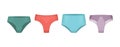 Woman panties. Collection of female realistic textile panties decent vector templates set