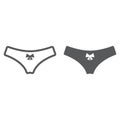 Woman panties line and glyph icon, valentine and holiday, female underwear sign, vector graphics, a linear pattern on a