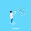 Woman paramedic in white lab coat with syringe in hand Royalty Free Stock Photo