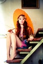 Woman with parasol Royalty Free Stock Photo