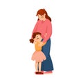 Woman Parent Supporting Girl Daughter Consoling Her Vector Illustration