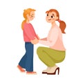 Woman Parent Supporting Girl Daughter Holding Her Hands Consoling Her Vector Illustration Royalty Free Stock Photo