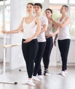 Woman participating group ballet class with male choreographer Royalty Free Stock Photo