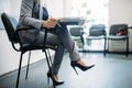 Woman passes interview in office, head hunting Royalty Free Stock Photo