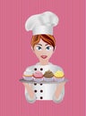 Woman Pastry Chef Illustration