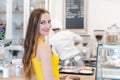 Woman in the pastry shop choosing sweet desserts Royalty Free Stock Photo