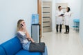 Woman patient waiting at hospital Doctors Waiting Room Royalty Free Stock Photo