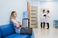 Woman patient waiting at hospital Doctors Waiting Room Royalty Free Stock Photo