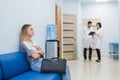 Woman patient waiting at hospital Doctors Waiting Room Royalty Free Stock Photo