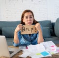 Woman paying bills at home Royalty Free Stock Photo