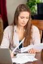 Woman paying bills Royalty Free Stock Photo