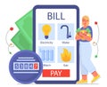 Woman with payment of utilities vector concept Royalty Free Stock Photo