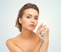 Woman with pearl earrings and necklace Royalty Free Stock Photo