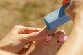 Woman pedicure outdoor Royalty Free Stock Photo