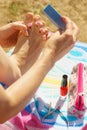 Woman pedicure outdoor Royalty Free Stock Photo