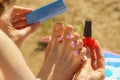 Woman pedicure outdoor Royalty Free Stock Photo