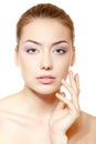 Woman pefect beauty face closeup with clean skin