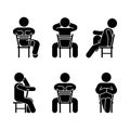 Woman people various sitting position. Posture stick figure. Royalty Free Stock Photo