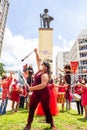 Woman performance with fire torches. Royalty Free Stock Photo