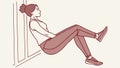 Woman Performing Wall Sit, Isometric Exercise, vector design Generative AI Royalty Free Stock Photo